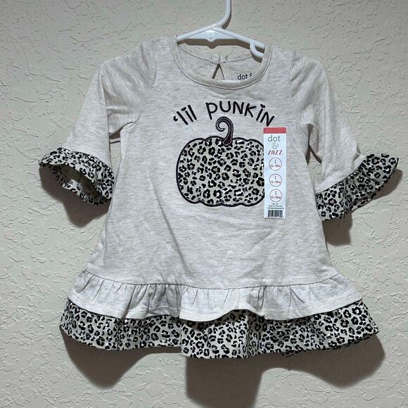dot & ZAZZ Girls Dress "Lil Punkin" Thanksgiving Pumpkin Ruffle 12-18 Mths - Picture 2 of 10